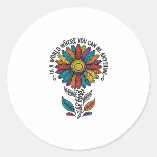 Be Kind Rainbow Flower Vintage Engraving Shirt_1 Classic Round Sticker