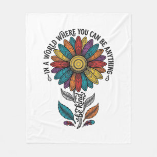 Be Kind Rainbow Flower Vintage Engraving Shirt_1 Fleece Blanket