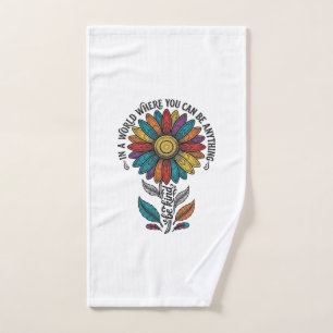 Be Kind Rainbow Flower Vintage Engraving Shirt_1 Hand Towel