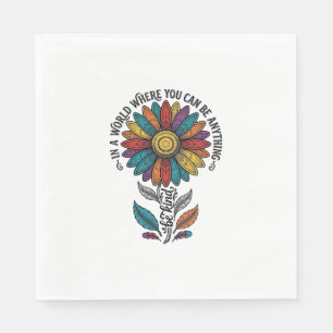Be Kind Rainbow Flower Vintage Engraving Shirt_1 Napkin
