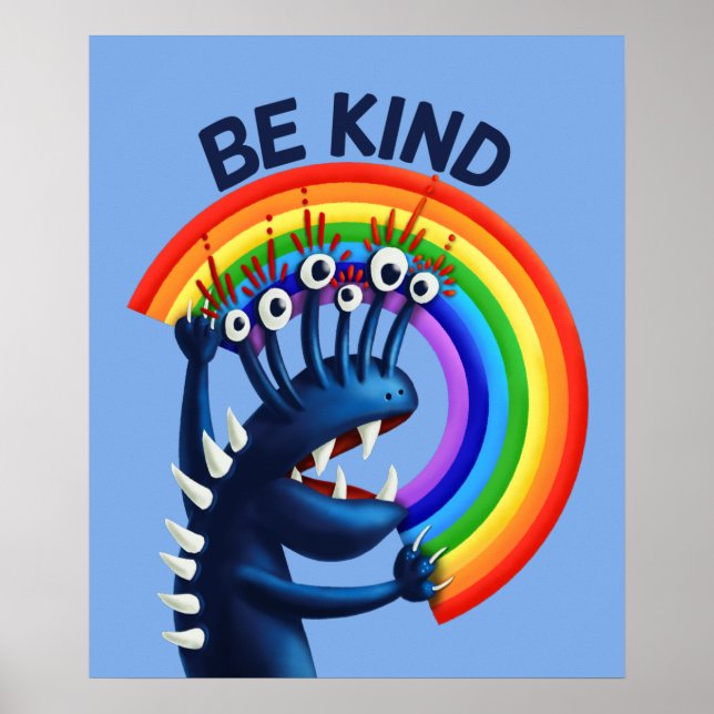 Be Kind Rainbow Funny Kindness Poster (Front)