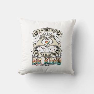Be Kind Rainbow Heart Hands Vintage Shirt Design_1 Cushion