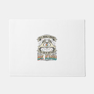 Be Kind Rainbow Heart Hands Vintage Shirt Design_1 Doormat