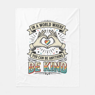Be Kind Rainbow Heart Hands Vintage Shirt Design_1 Fleece Blanket
