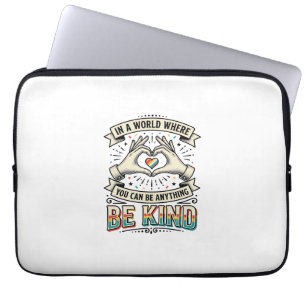 Be Kind Rainbow Heart Hands Vintage Shirt Design_1 Laptop Sleeve