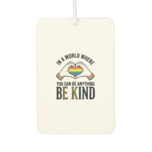 Be Kind Rainbow Heart Hands Vintage Vector Design_ Car Air Freshener