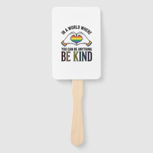 Be Kind Rainbow Heart Hands Vintage Vector Design_ Hand Fan