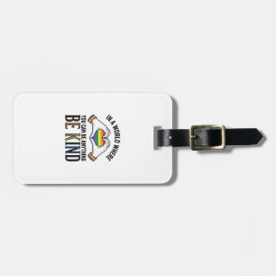 Be Kind Rainbow Heart Hands Vintage Vector Design_ Luggage Tag