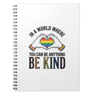 Be Kind Rainbow Heart Hands Vintage Vector Design_ Notebook