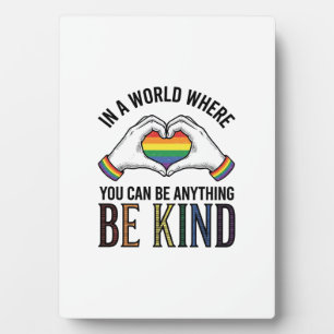 Be Kind Rainbow Heart Hands Vintage Vector Design_ Plaque