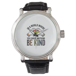 Be Kind Rainbow Heart Hands Vintage Vector Design_ Watch
