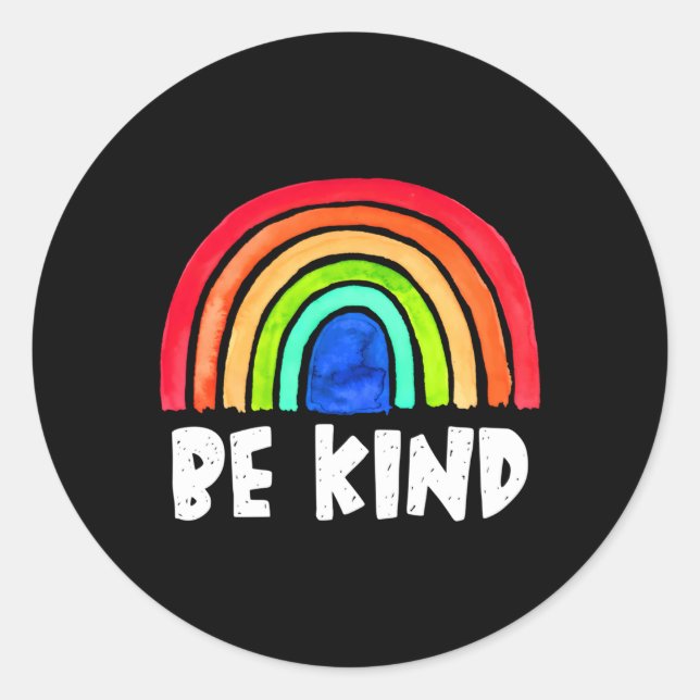 Be Kind Rainbow Kindness Anti-Bullying Inspiration Classic Round Sticker (Front)