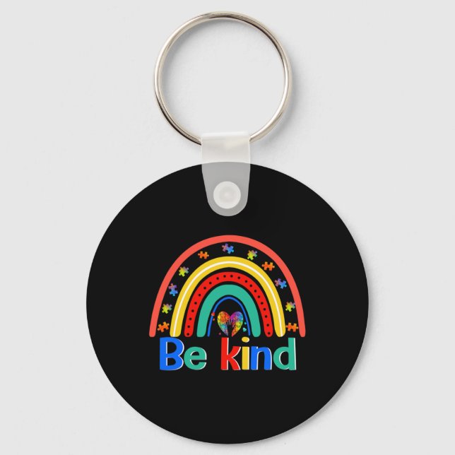 Be Kind Rainbow Kindness Inspirational Autism Awar Key Ring (Front)