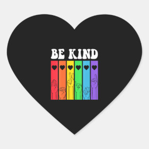 BE KIND Rainbow LGBT Flag Gay Pride Heart Sticker