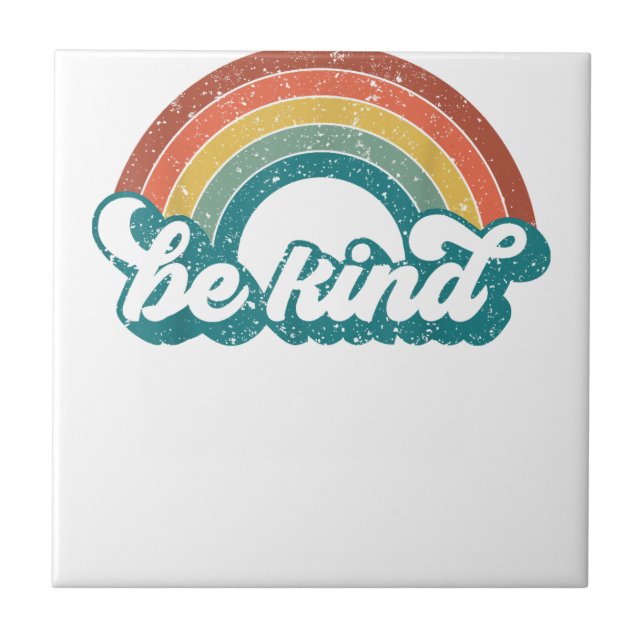 Be Kind Rainbow LGBT Flag LGBT Pride Month Retro V Ceramic Tile (Front)