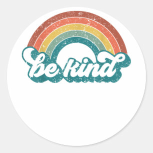 Be Kind Rainbow LGBT Flag LGBT Pride Month Retro V Classic Round Sticker