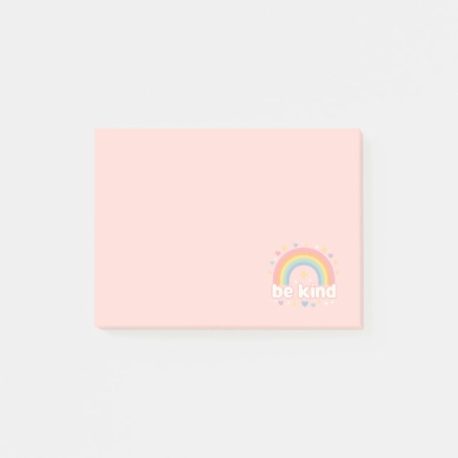 Be Kind – Rainbow Pastel Positivity Post-it Notes (Front)