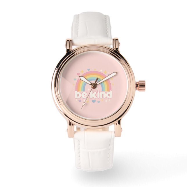 Be Kind – Rainbow Pastel Positivity Watch (Front)