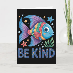 Be Kind Rainbow Scale Fish Teacher Reading Book To Card