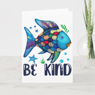 Be Kind Rainbow Scale Fish Teacher Reading Book To Card