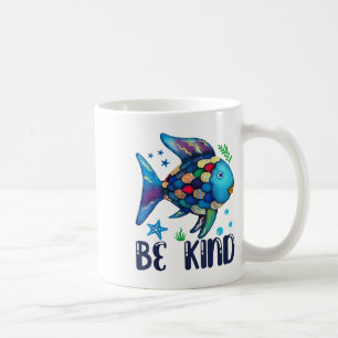 Be Kind Rainbow Scale Fish Teacher Reading Book To Coffee Mug