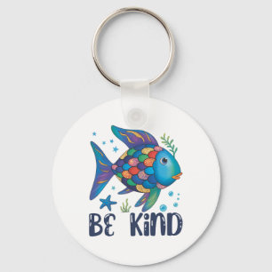 Be Kind Rainbow Scale Fish Teacher Reading Book To Key Ring