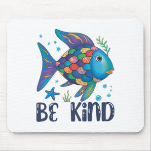Be Kind Rainbow Scale Fish Teacher Reading Book To Mouse Pad