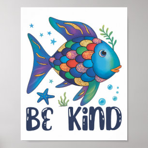 Be Kind Rainbow Scale Fish Teacher Reading Book To Poster