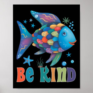 Be Kind Rainbow Scale Fish Teacher Reading Book To Poster