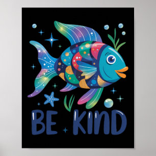 Be Kind Rainbow Scale Fish Teacher Reading Book To Poster
