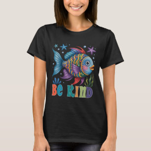 Be Kind Rainbow Scale Fish Teacher Reading Book To T-Shirt