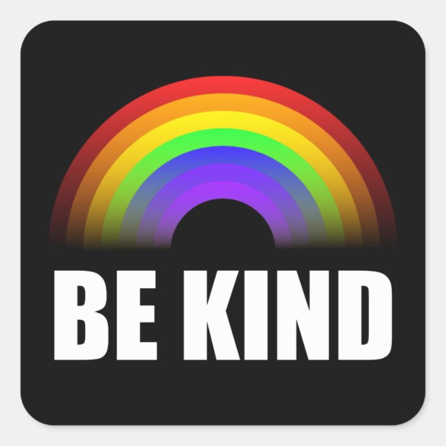 Be Kind Rainbow White Square Sticker (Front)