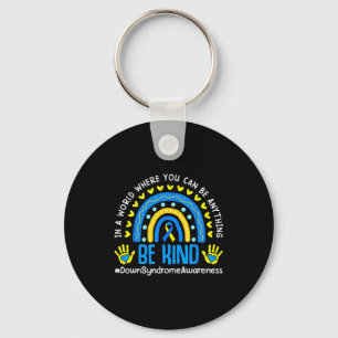 Be kind rainbow world down syndrome awareness 3 21 key ring