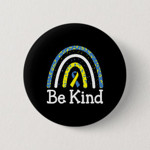 Be Kind Rainbow World Down Syndrome Awareness Day 6 Cm Round Badge