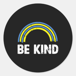 Be Kind Rainbow World Down Syndrome Awareness Day  Classic Round Sticker