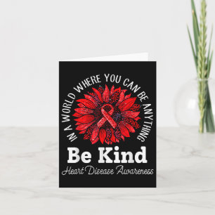 Be Kind Red Ribbon Sunflower Heart Disease Awarene Card