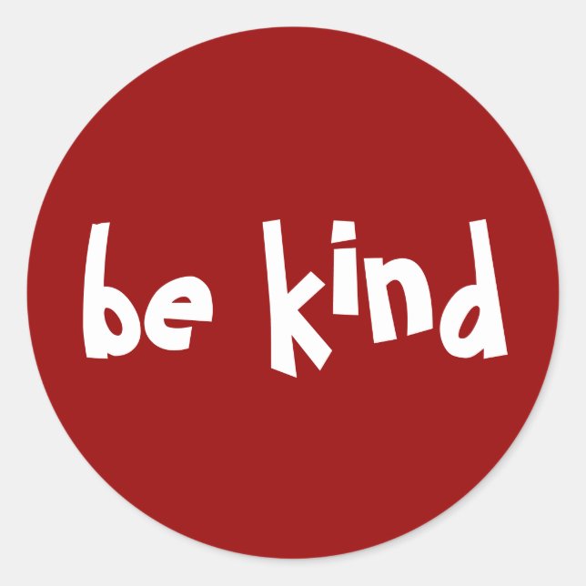 Be Kind RedTypography Navy White  Classic Round Sticker (Front)