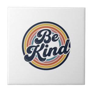Be Kind Retro Rainbow Vintage Shirt Design_1 Ceramic Tile