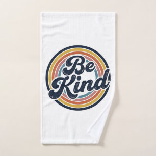 Be Kind Retro Rainbow Vintage Shirt Design_1 Hand Towel
