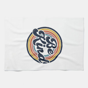 Be Kind Retro Rainbow Vintage Shirt Design_1 Tea Towel