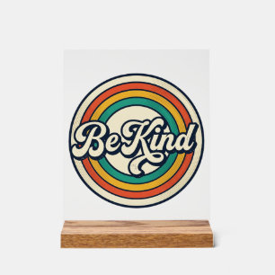 Be Kind Retro Rainbow Vintage Shirt Design_2 Acrylic Sign