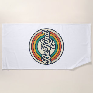 Be Kind Retro Rainbow Vintage Shirt Design_2 Beach Towel