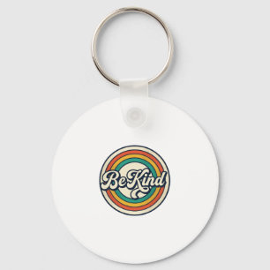 Be Kind Retro Rainbow Vintage Shirt Design_2 Key Ring