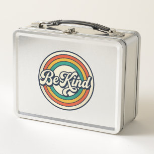 Be Kind Retro Rainbow Vintage Shirt Design_2 Metal Lunch Box