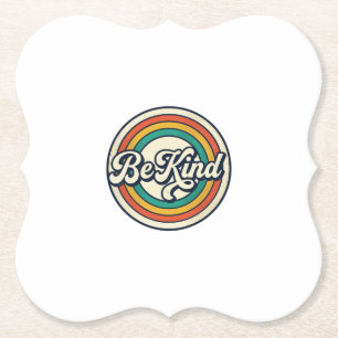 Be Kind Retro Rainbow Vintage Shirt Design_2 Paper Coaster