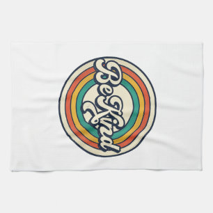 Be Kind Retro Rainbow Vintage Shirt Design_2 Tea Towel