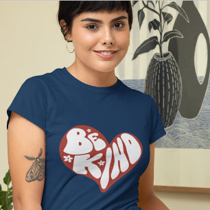 Be Kind Retro Red and White Heart T-Shirt