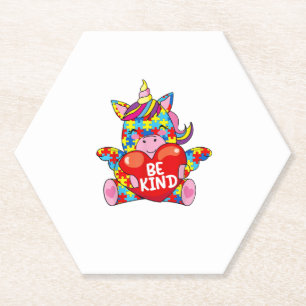 Be Kind Shirt Autism Awareness Gift Kid Girl Toddl Paper Coaster