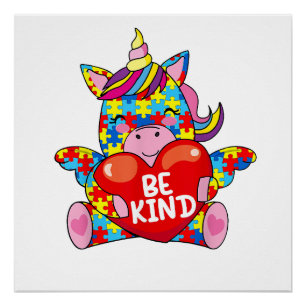 Be Kind Shirt Autism Awareness Gift Kid Girl Toddl Poster