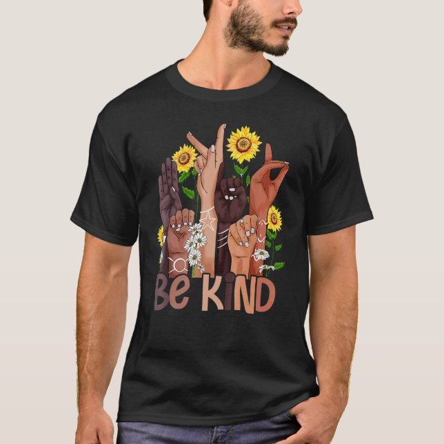 Be Kind Sign Language Hand Anti Bullying UNITY DAY T-Shirt (Front)